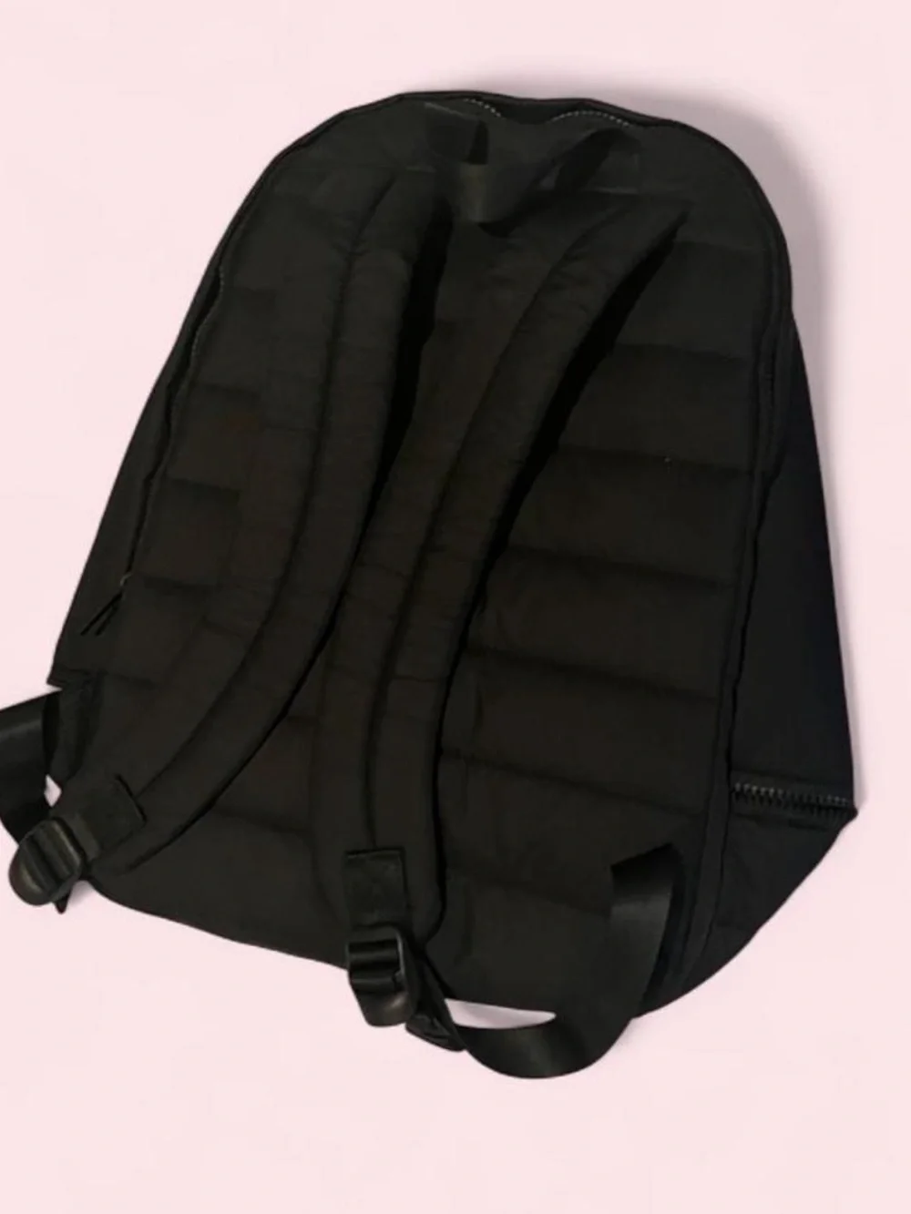 Quilted Black Backpack - nylon. Medium size